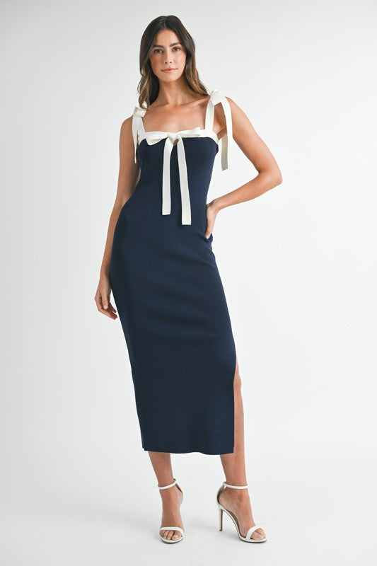 KATHA NAVY PENCIL MIDI DRESS