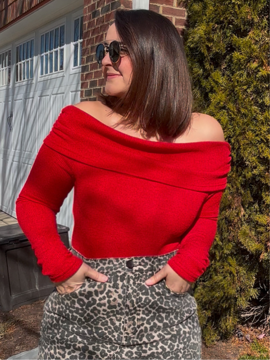 OFF SHOULDERS RED BODYSUIT
