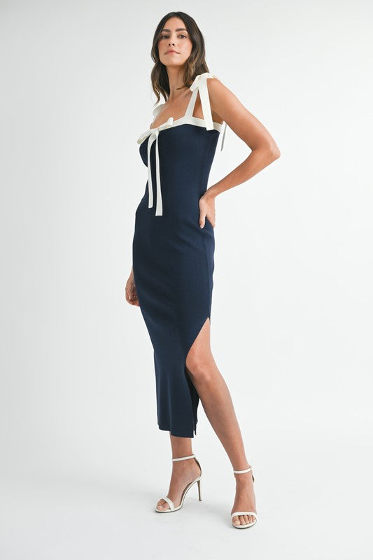 KATHA NAVY PENCIL MIDI DRESS