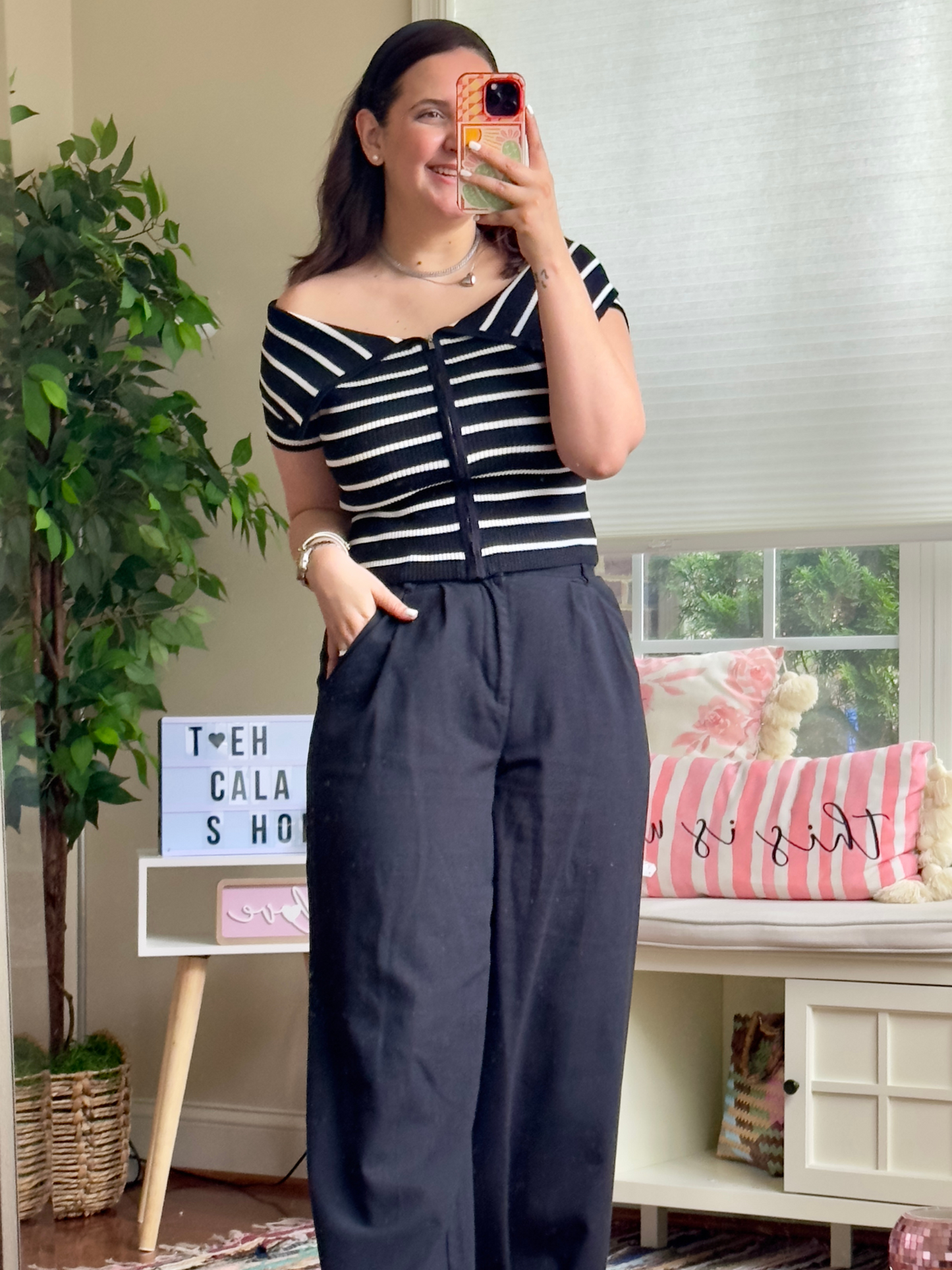 ALICIA BLACK STRIPED TOP