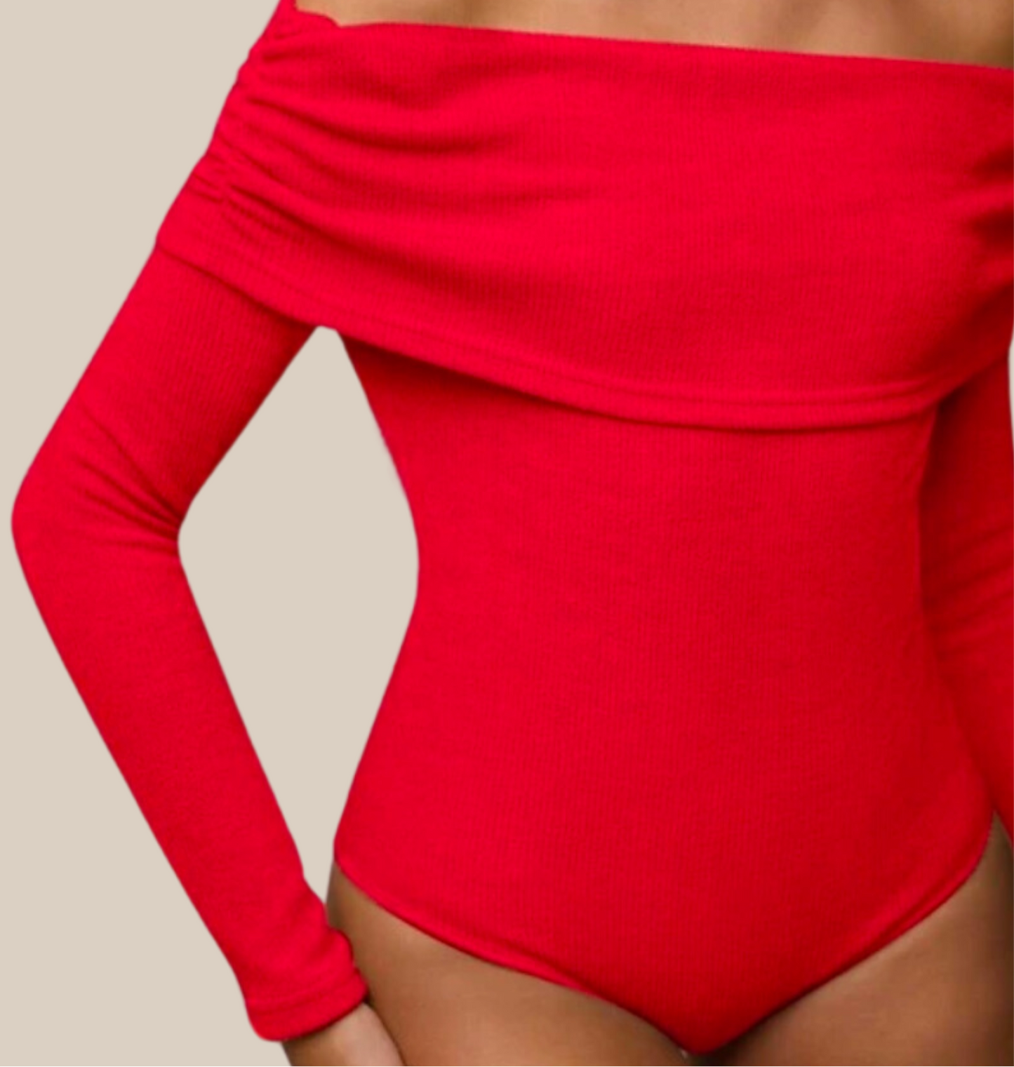 OFF SHOULDERS RED BODYSUIT