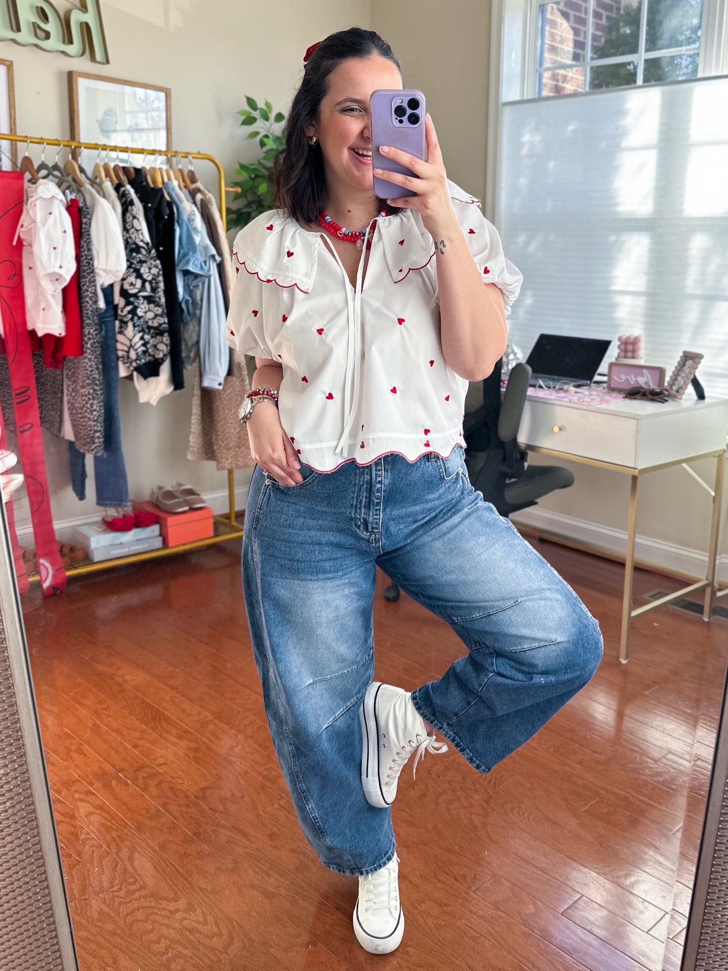 VALENTINE HEART EMBROIDERED TOP