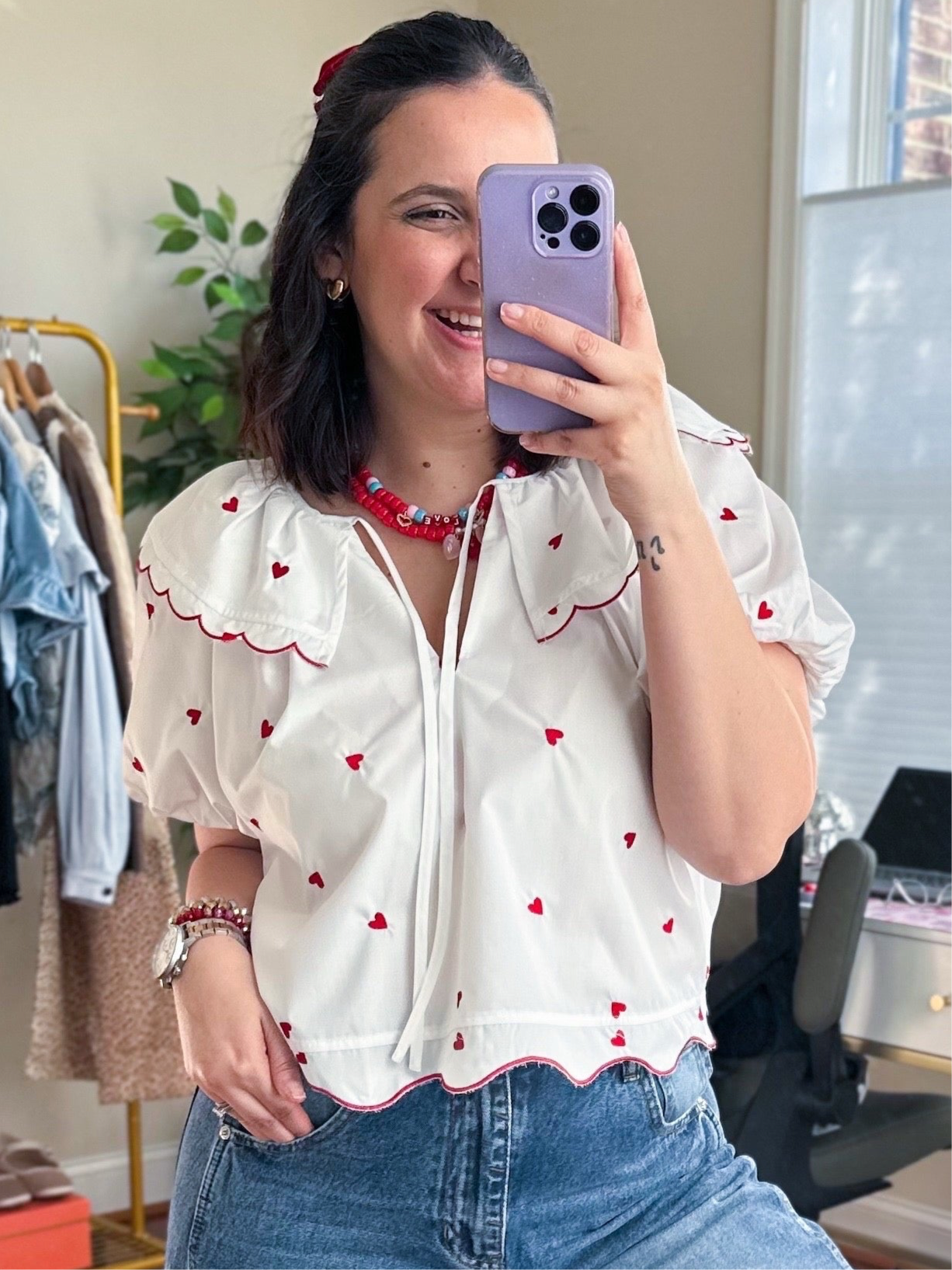 VALENTINE HEART EMBROIDERED TOP