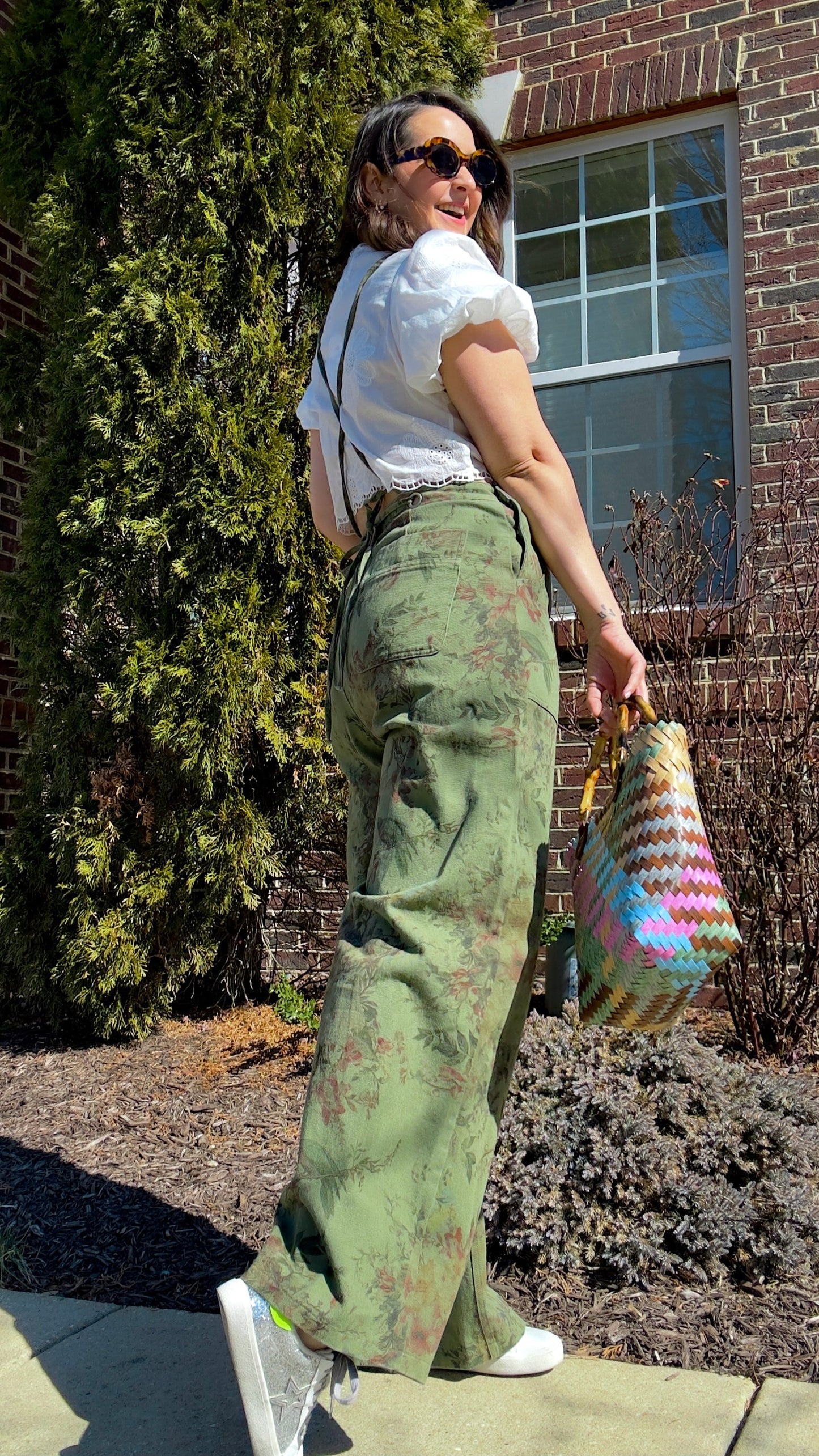 OLIVE VINTAGE WIDE LEG OVERALLS