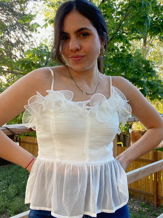 LINDA RUFFLE PEPLUM TOP