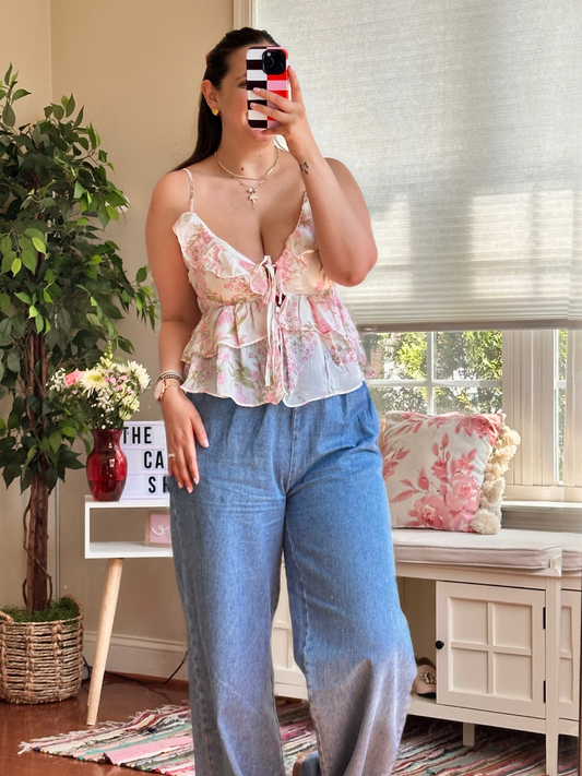 LUCIA FLORAL RUFFLE TOP