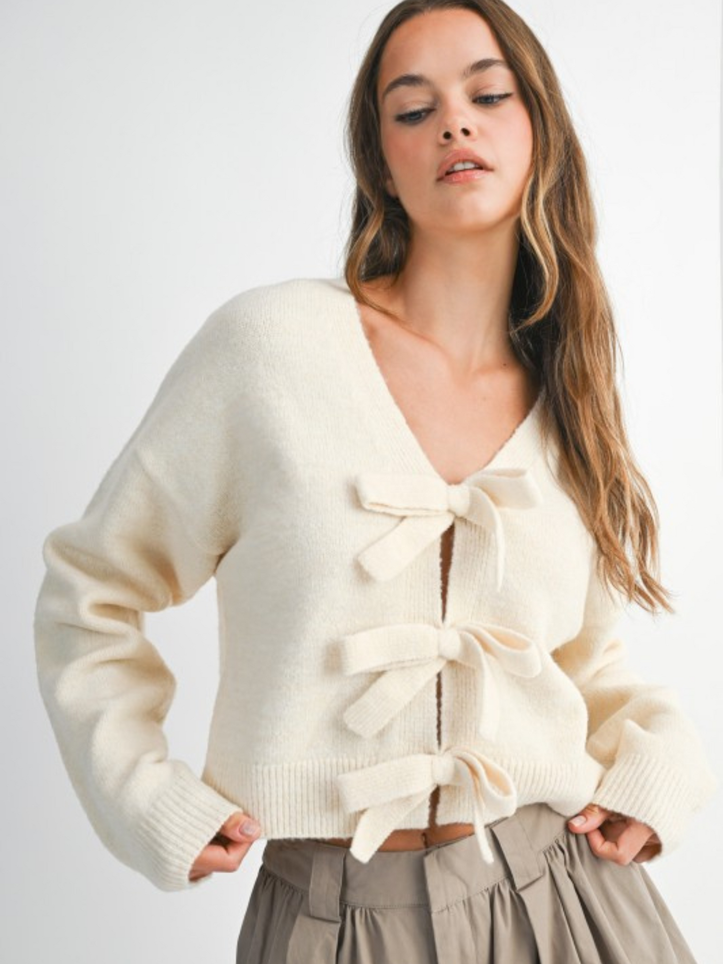 RIBBON BOW KNIT SWEATER TOP