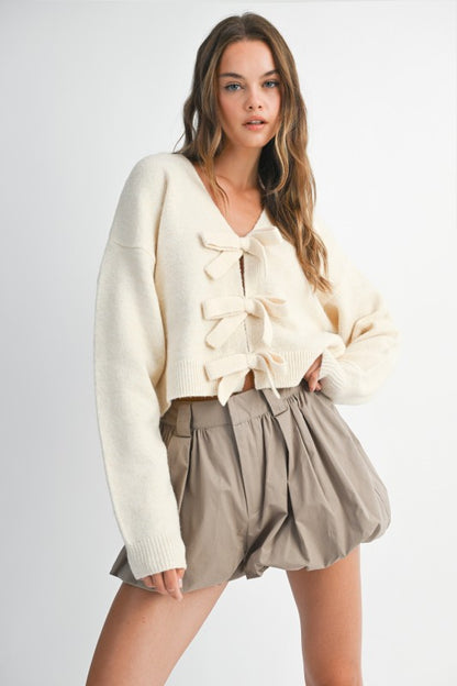 RIBBON BOW KNIT SWEATER TOP