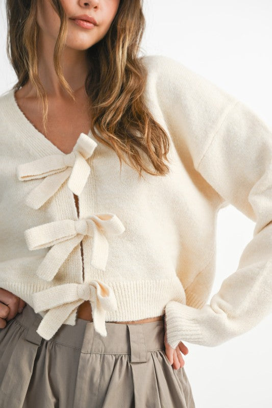 RIBBON BOW KNIT SWEATER TOP